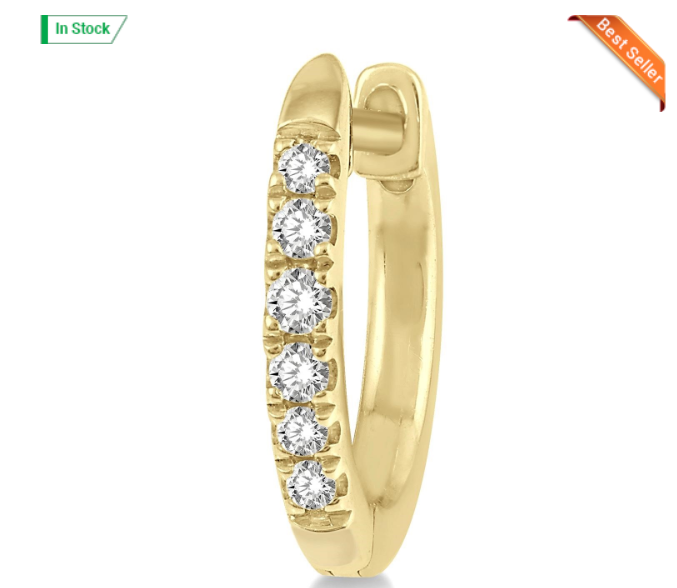 10kt yellow gold diamond huggies