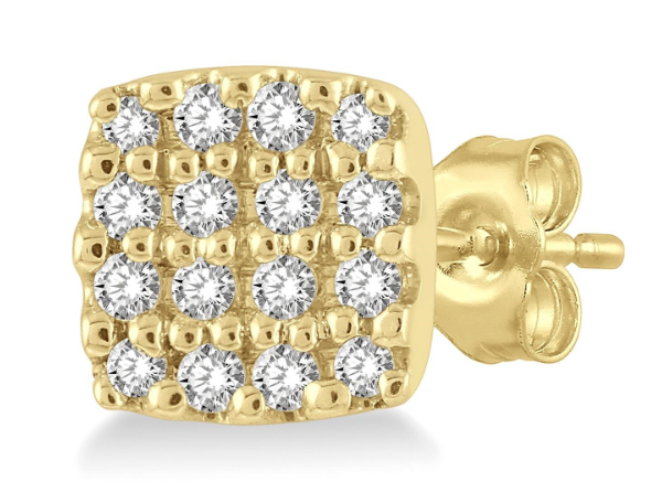 10kt yellow gold cushion shaped diamond earrings