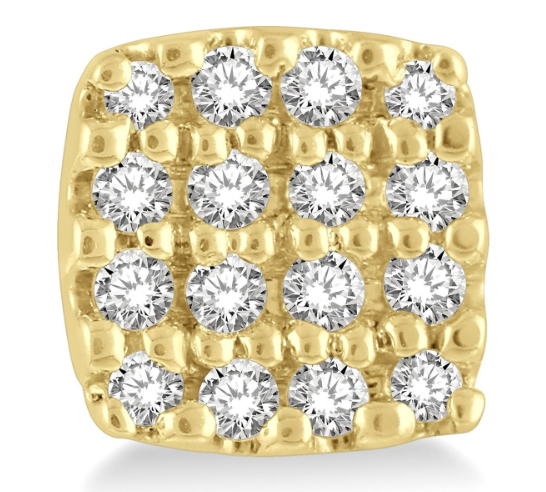 10kt yellow gold cushion shaped diamond earrings