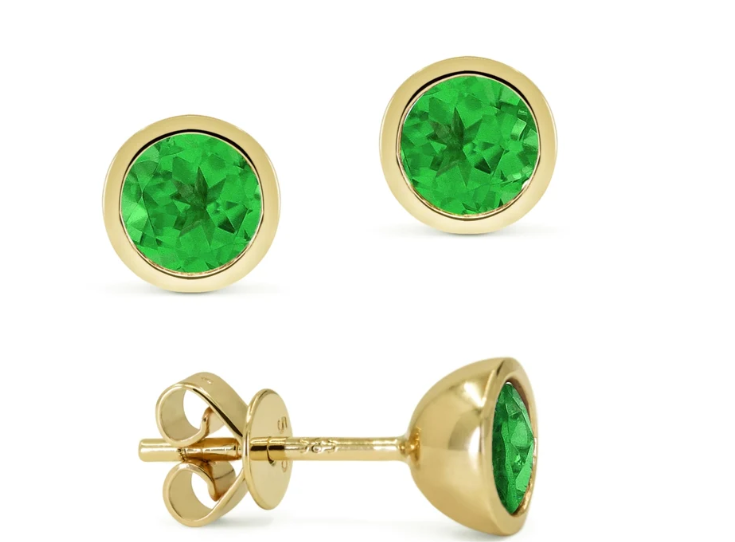 BEZEL SET EMERALD EARRINGS 