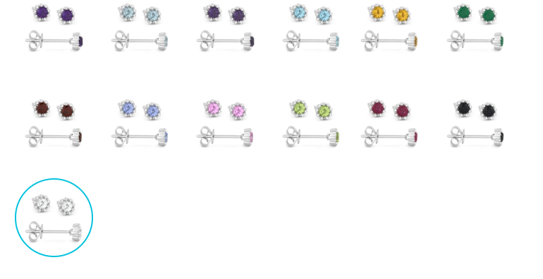 14KT WHITE GOLD WHITE TOPAZ STUD EARRINGS WITH A DIAMOND HALO | E1034WTW - Brownee Jewelers