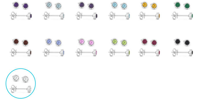 14KT WHITE GOLD WHITE TOPAZ STUD EARRINGS WITH A DIAMOND HALO | E1034WTW - Brownee Jewelers