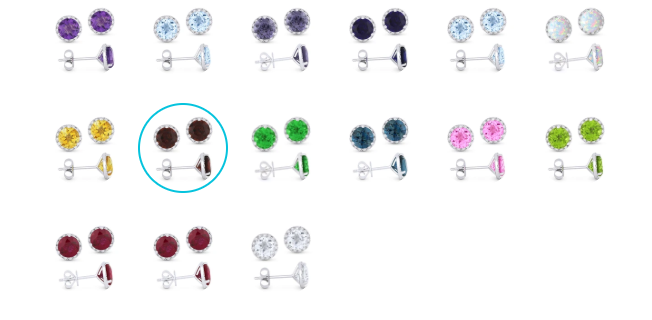 GARNET HALO STUD EARRINGS IN 14KT WHITE GOLD 