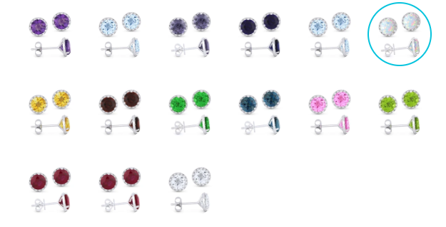 14K White Gold Created Ethiopian Opal & Diamond Halo Stud Earrings