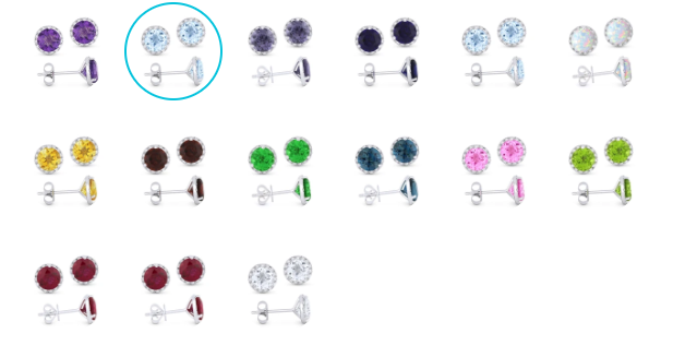 14KT WHITE GOLD AQUAMARINE DIAMOND HALO STUD EARRINGS 