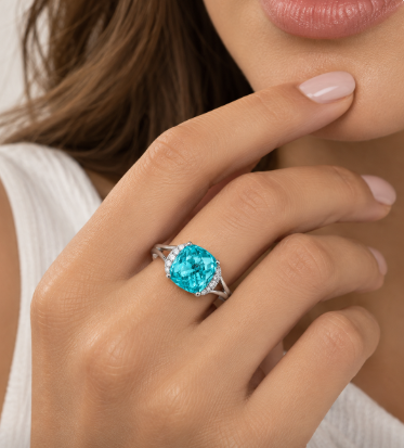 MADISON L COLLECTION CREATED TOURMALINE DIAMOND WHITE GOLD RING 