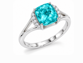 MADISON L COLLECTION CREATED TOURMALINE DIAMOND WHITE GOLD RING 