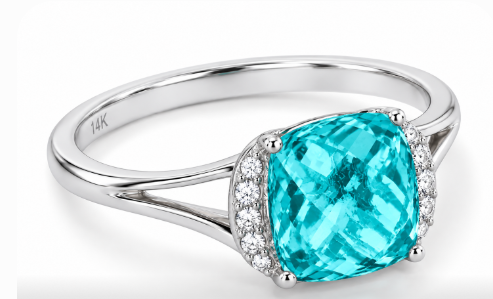 MADISON L COLLECTION CREATED TOURMALINE DIAMOND WHITE GOLD RING 