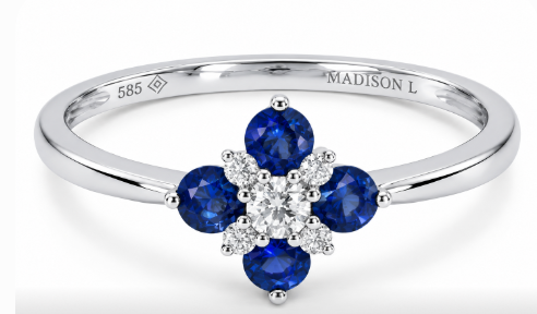 14KT WHITE GOLD DIAMOND AND SAPPHIRE FASHION RING 