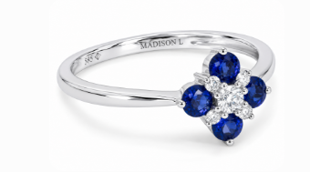 14KT WHITE GOLD DIAMOND AND SAPPHIRE FASHION RING 