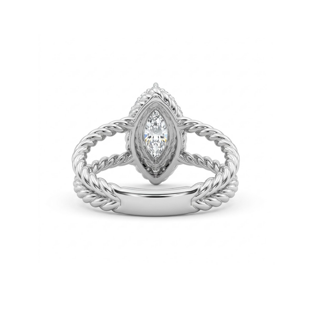 MARQUISE DIAMOND HALO ENGAGEMENT RING | 14K WHITE GOLD | Approx. 1 CT Center | 23658L - Brownee Jewelers