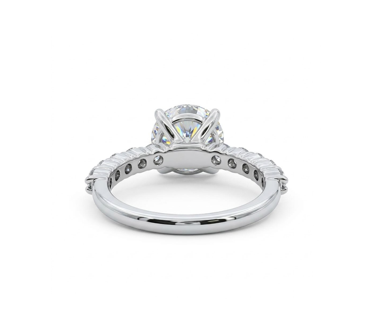 ROUND LAB-GROWN DIAMOND ENGAGEMENT RING | 2.50CT | 14K WHITE GOLD | 413881-A - Brownee Jewelers