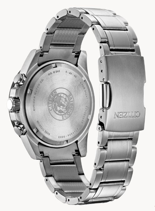 Citizen Brycen | Eco-Drive Titanium Chronograph Watch | Blue Dial | Perpetual Calendar | Tachymeter | BL5558-58L - Brownee Jewelers