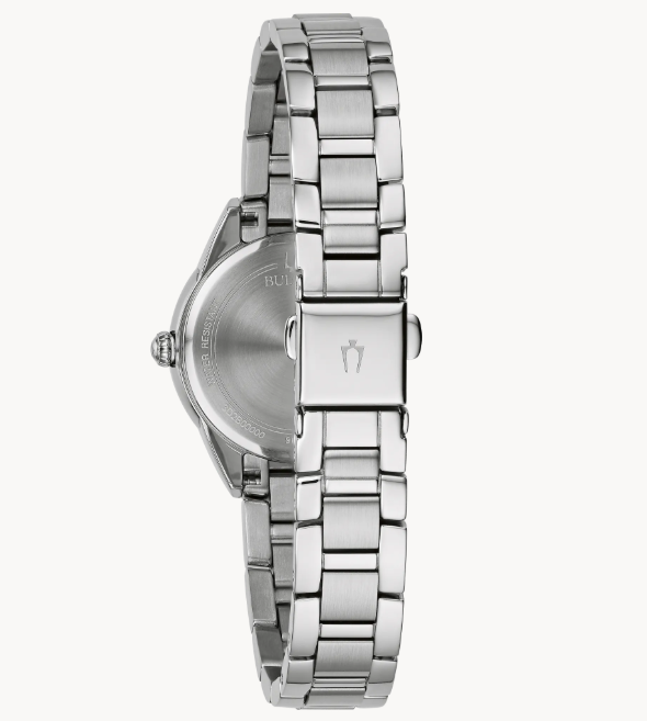 Bulova Pink | Ladies Watch | Silver-Tone Stainless Steel | Pink Sunray Dial | Stainless Steel Bracelet | 96P249 - Brownee Jewelers