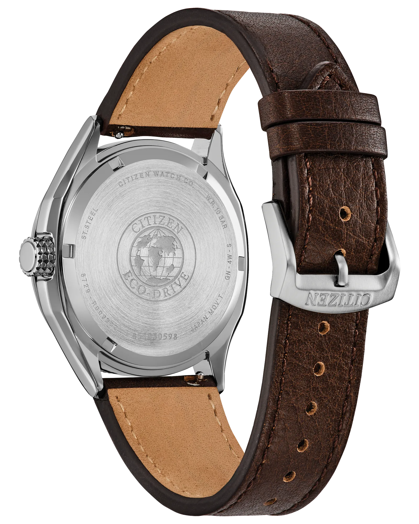 Citizen Terra Force | Eco-Drive Men’s Watch | Stainless Steel | Silver Dial | Leather Strap | WR100 Field Style - Brownee Jewelers
