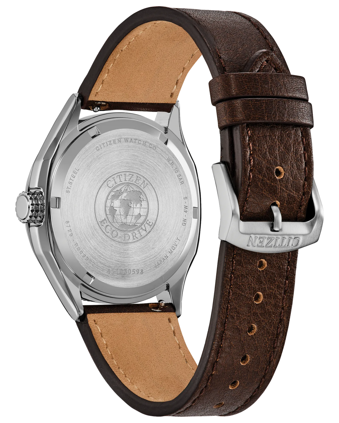 Citizen Terra Force | Eco-Drive Men’s Watch | Stainless Steel | Silver Dial | Leather Strap | WR100 Field Style - Brownee Jewelers