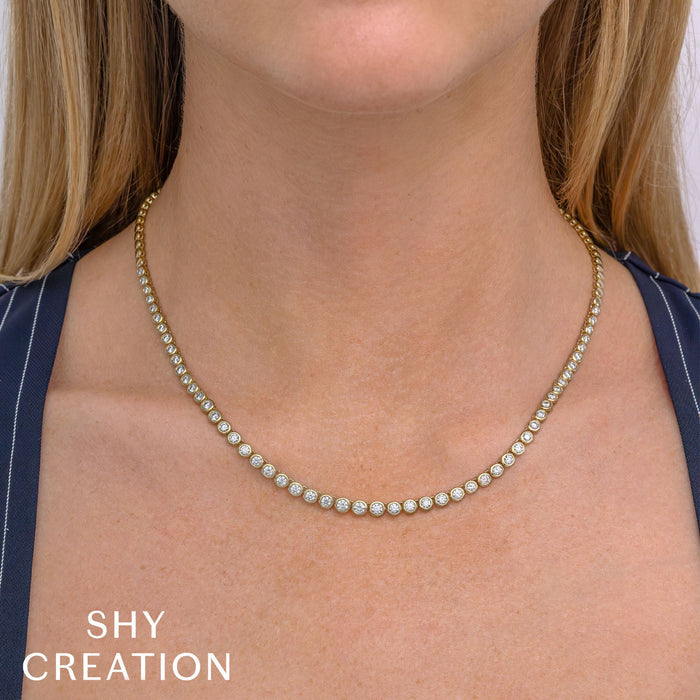 3.53 TOTAL CARAT WEIGHT DIAMOND BEZEL TENNIS NECKLACE IN 14K YELLOW GOLD