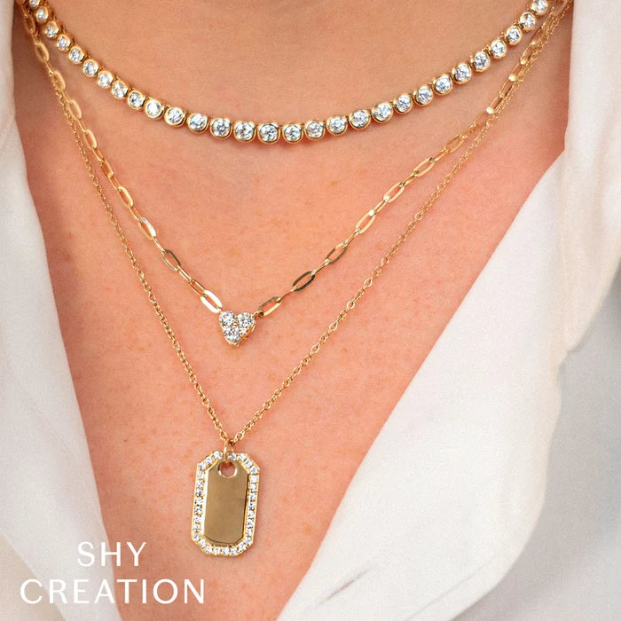 0.41 TOTAL CARAT WEIGHT DIAMOND HEART PAPER CLIP LINK NECKLACE IN 14K YELLOW GOLD