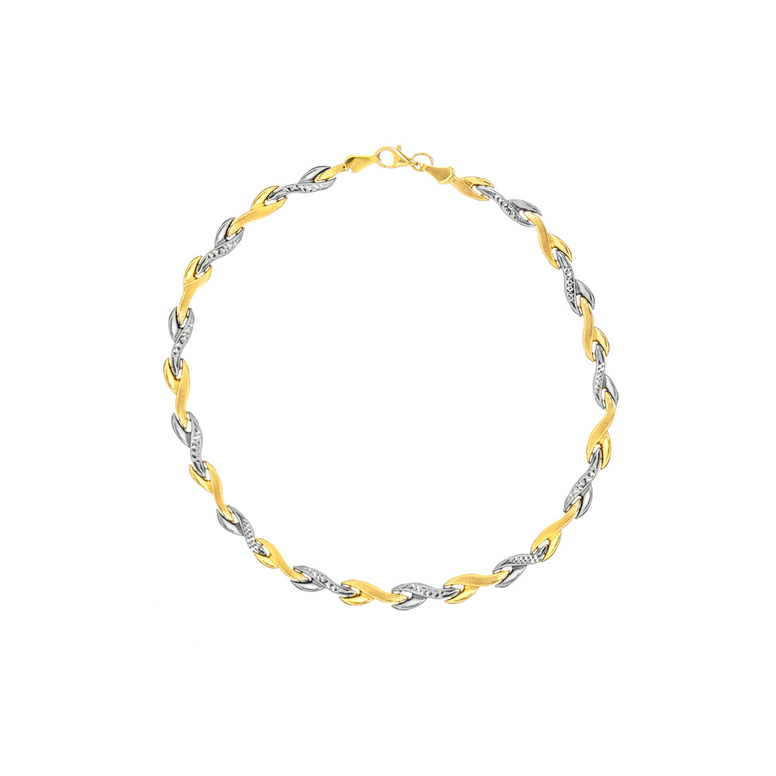 7.25" DIAMOND-CUT SATIN LEAF BRACELET | 14K TWO-TONE GOLD | TM000583-14YB - Brownlee Jewelers