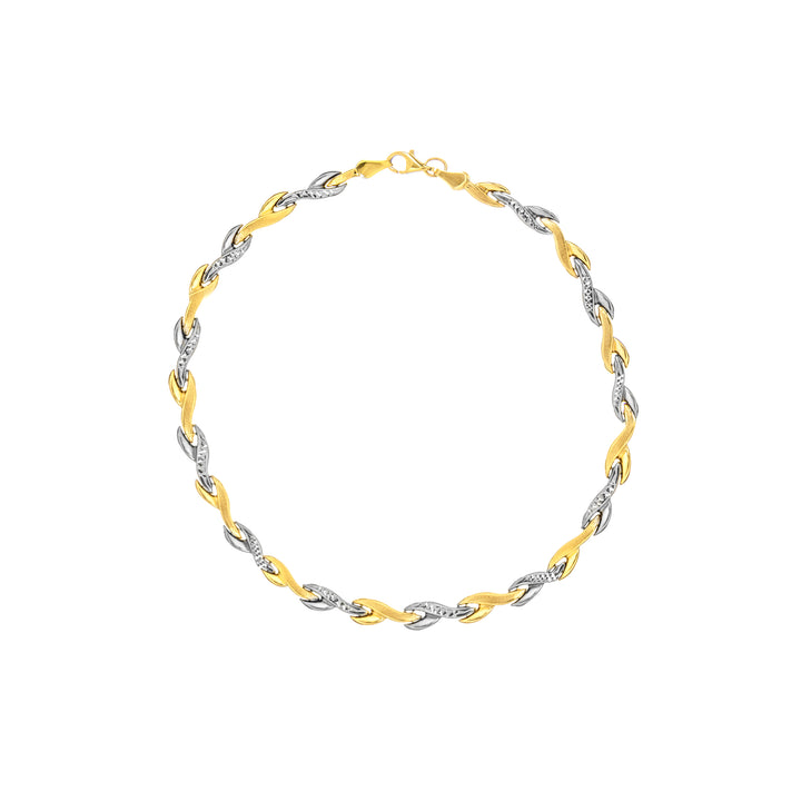 7.25" DIAMOND-CUT SATIN LEAF BRACELET | 14K TWO-TONE GOLD | TM000583-14YB - Brownlee Jewelers