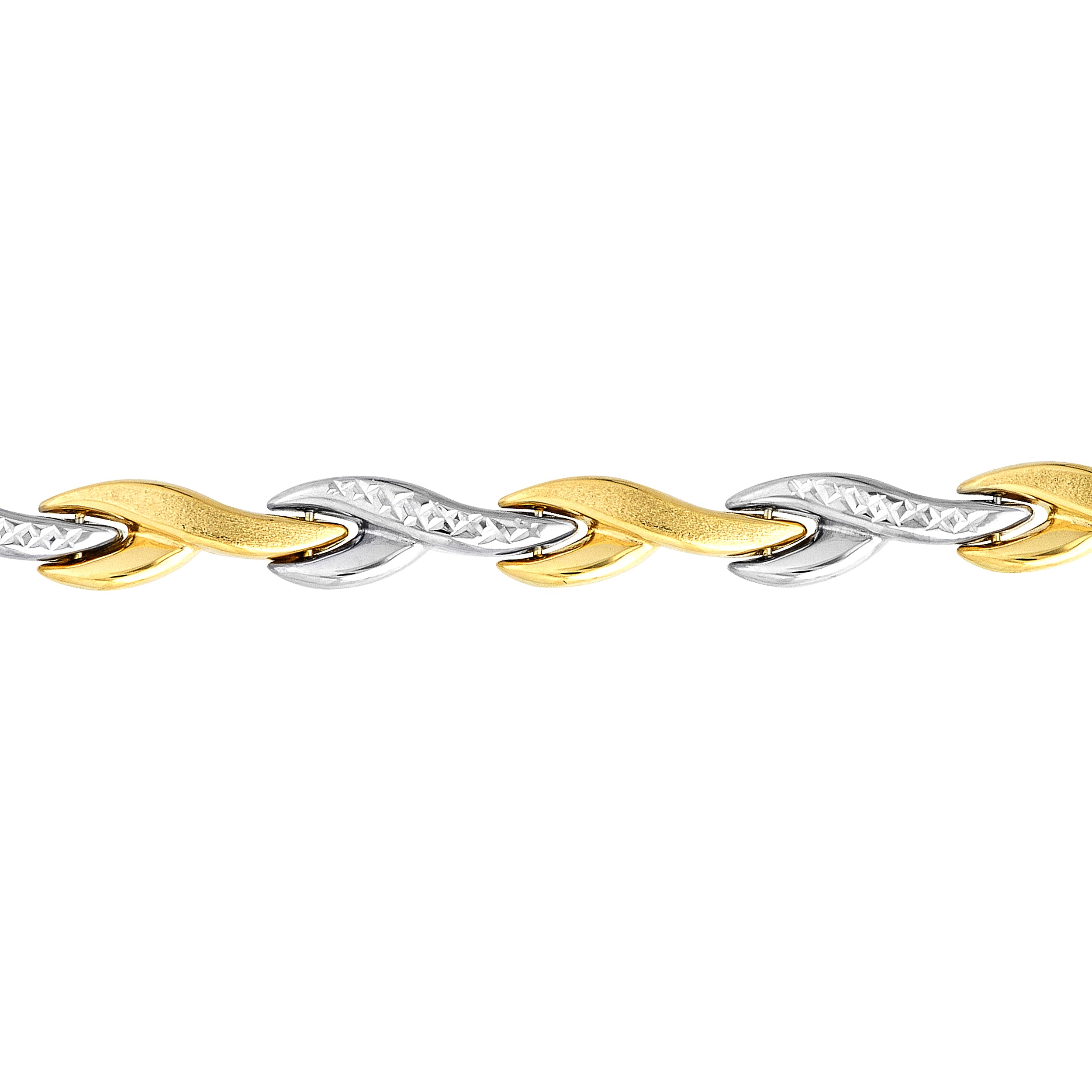 7.25" DIAMOND-CUT SATIN LEAF BRACELET | 14K TWO-TONE GOLD | TM000583-14YB - Brownlee Jewelers