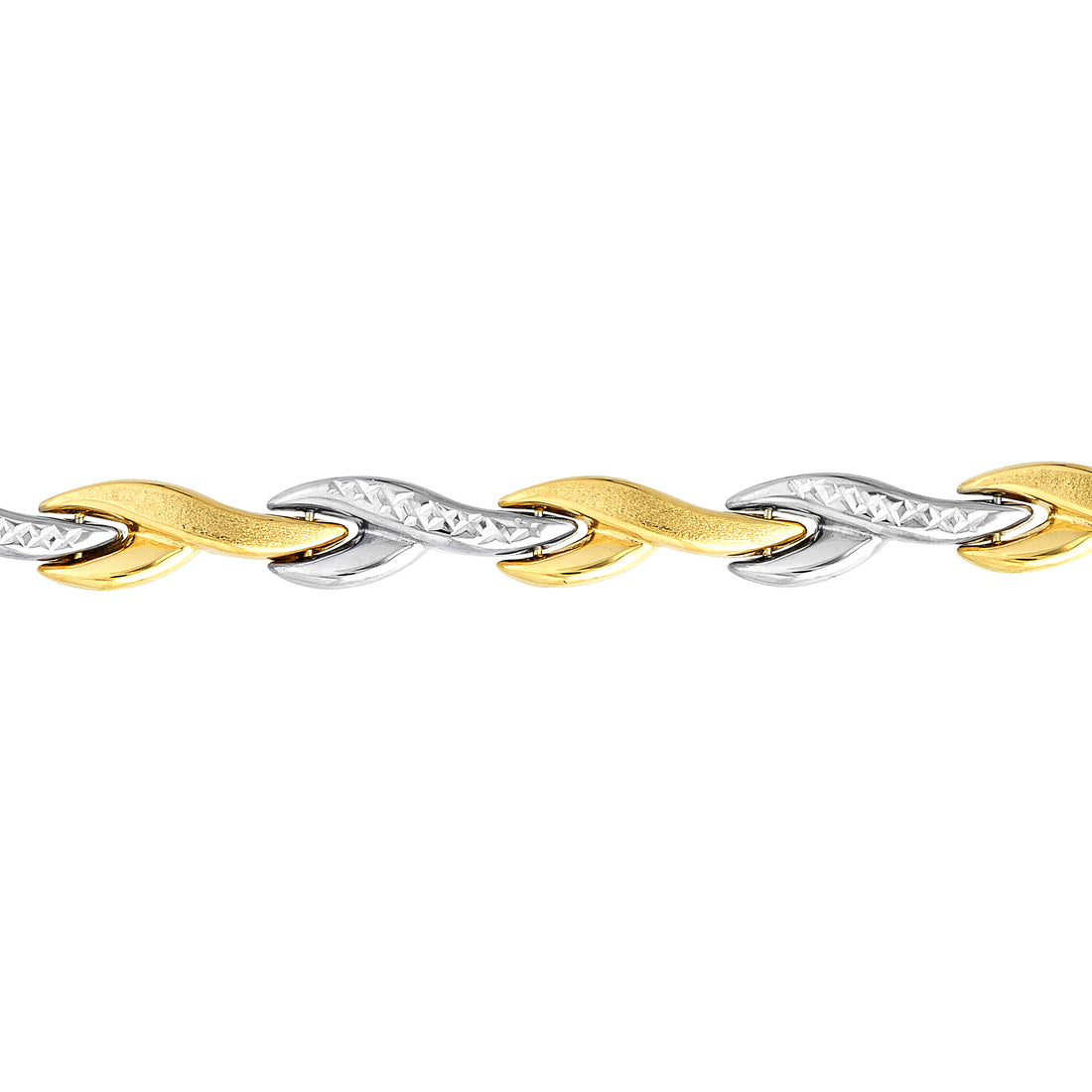 7.25" DIAMOND-CUT SATIN LEAF BRACELET | 14K TWO-TONE GOLD | TM000583-14YB - Brownlee Jewelers