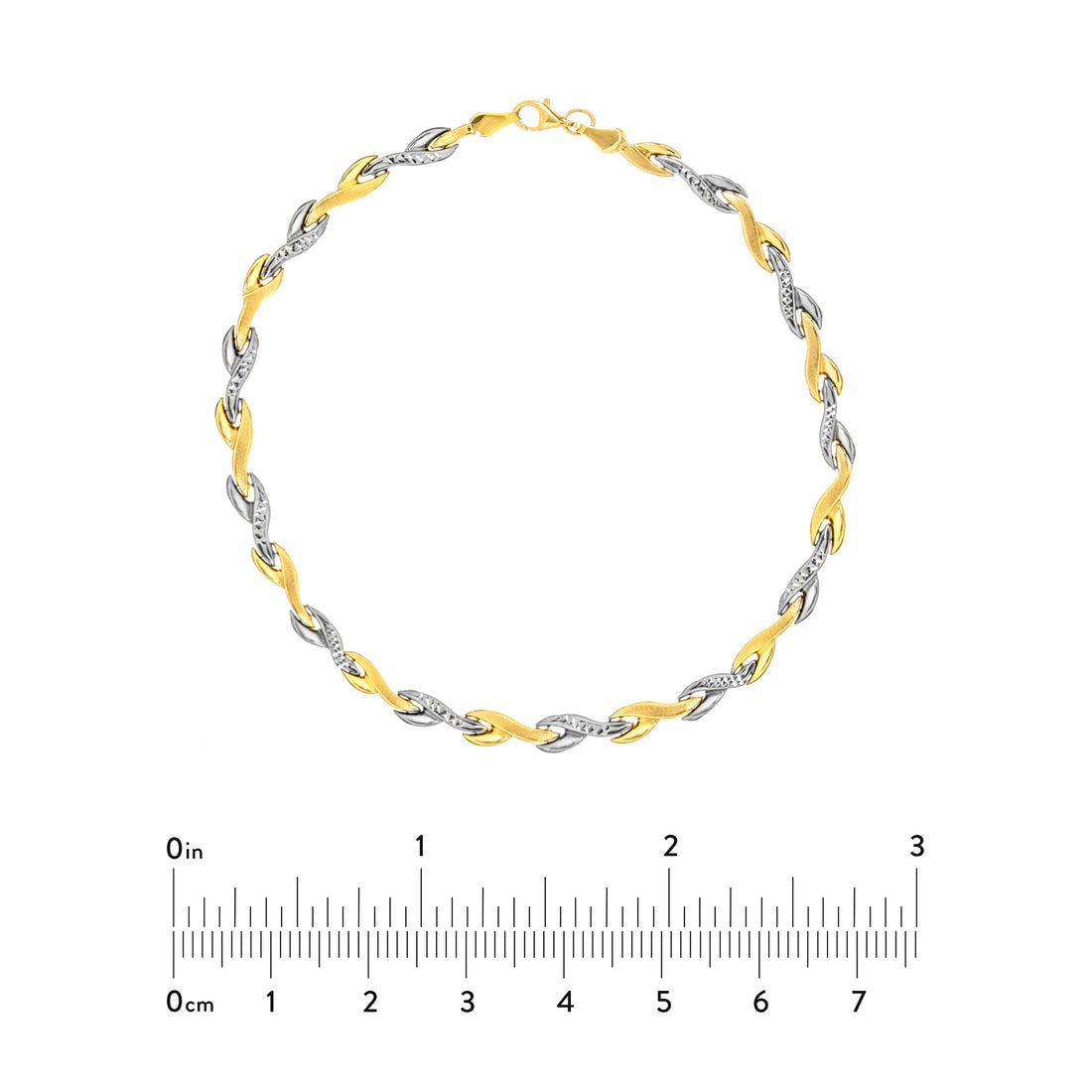 7.25" DIAMOND-CUT SATIN LEAF BRACELET | 14K TWO-TONE GOLD | TM000583-14YB - Brownlee Jewelers