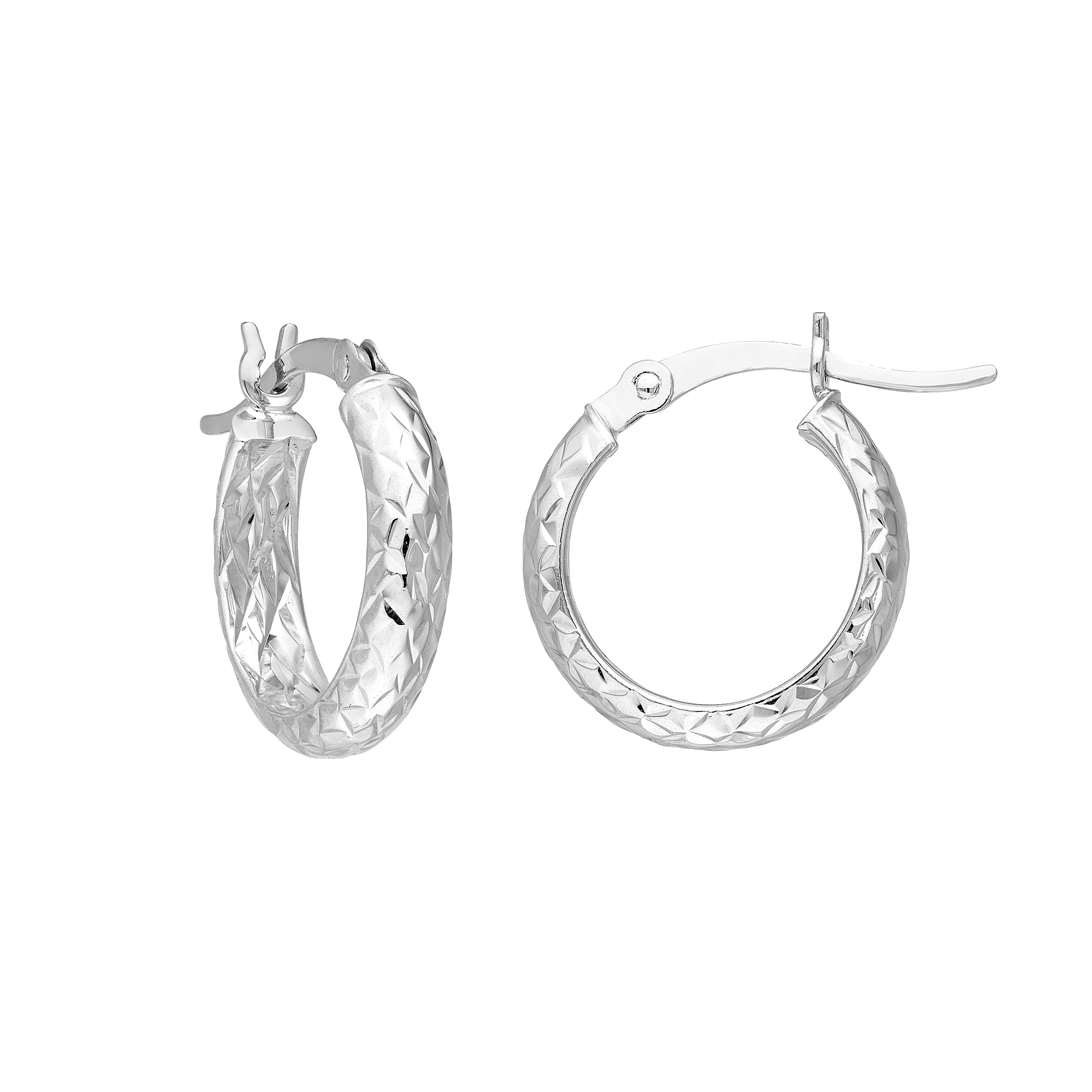 3MM X 15MM DIAMOND-CUT HOOP EARRINGS | 10K WHITE GOLD | TM001748-10B - Brownlee Jewelers