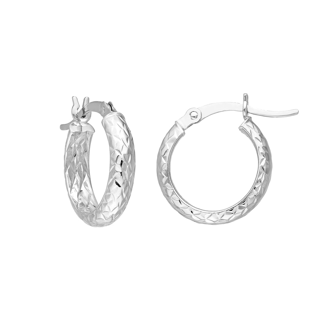3MM X 15MM DIAMOND-CUT HOOP EARRINGS | 10K WHITE GOLD | TM001748-10B - Brownlee Jewelers