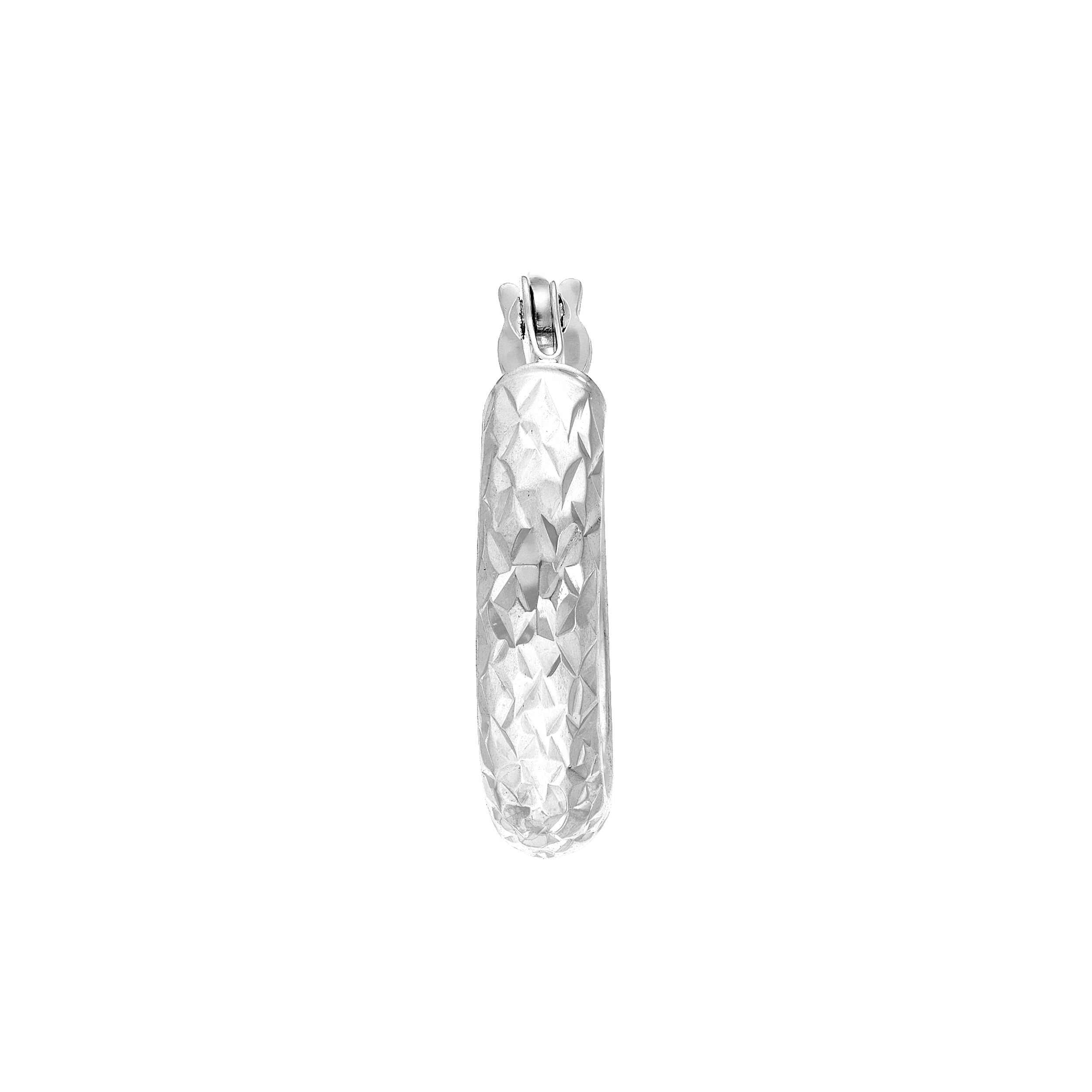 3MM X 15MM DIAMOND-CUT HOOP EARRINGS | 10K WHITE GOLD | TM001748-10B - Brownlee Jewelers