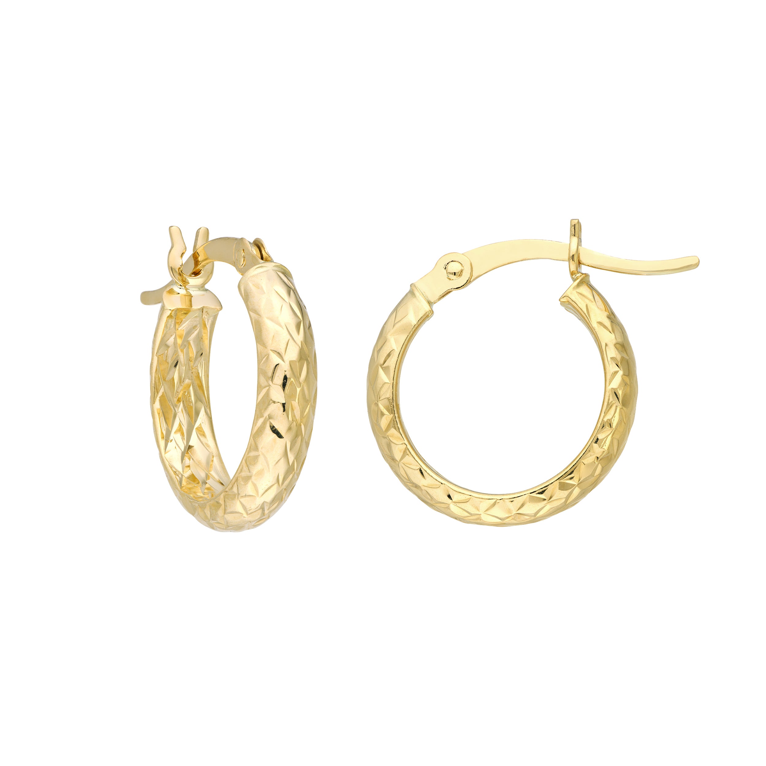 3MM X 15MM DIAMOND-CUT HOOP EARRINGS | 10K YELLOW GOLD | TM001748-10Y - Brownlee Jewelers