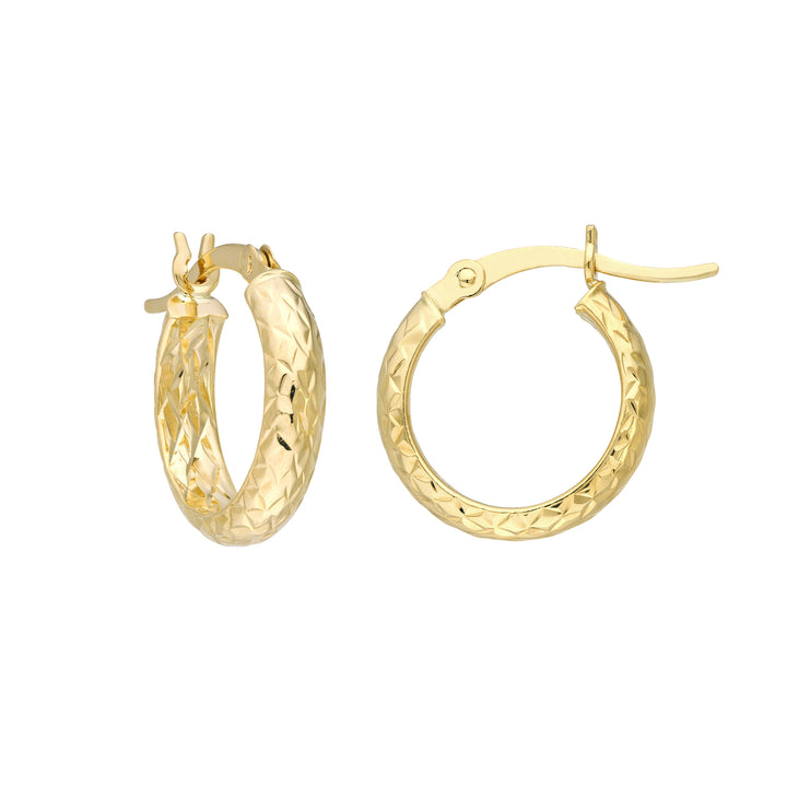 3MM X 15MM DIAMOND-CUT HOOP EARRINGS | 10K YELLOW GOLD | TM001748-10Y - Brownlee Jewelers