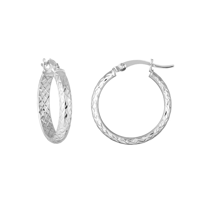 3MM X 20MM DIAMOND-CUT HOOP EARRINGS | 10K WHITE GOLD | TM001749-10B - Brownlee Jewelers
