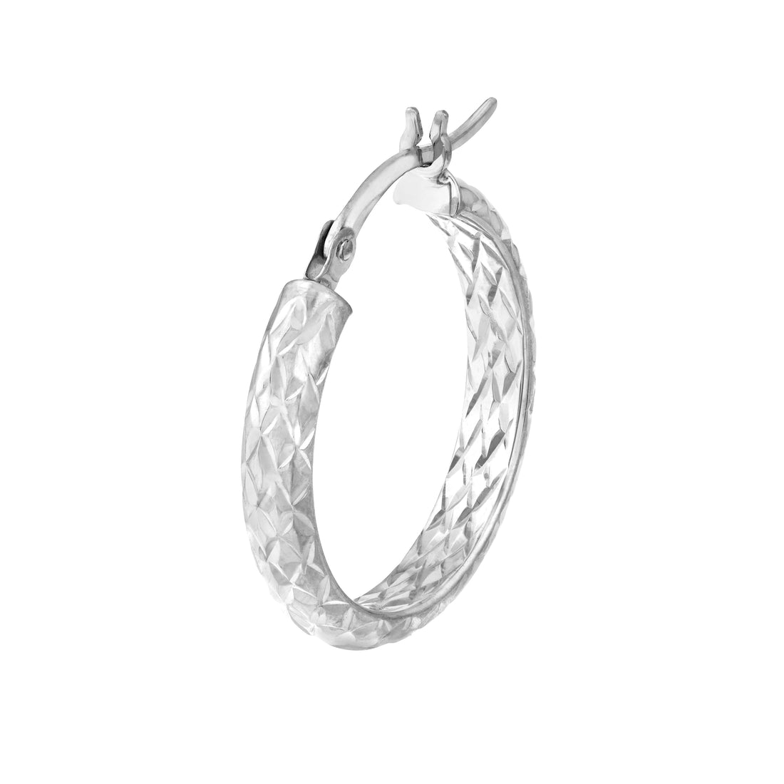 3MM X 20MM DIAMOND-CUT HOOP EARRINGS | 10K WHITE GOLD | TM001749-10B - Brownlee Jewelers