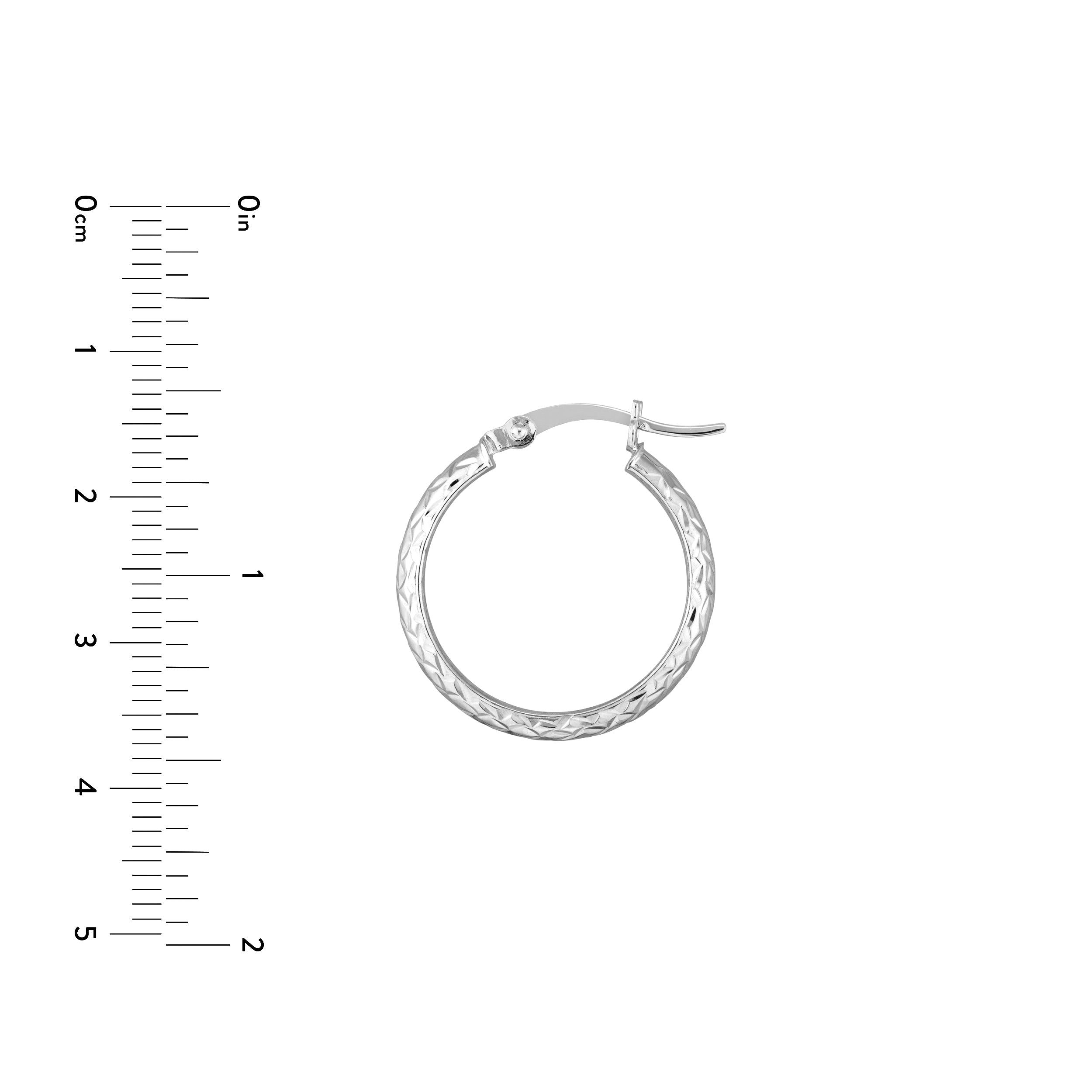 3MM X 20MM DIAMOND-CUT HOOP EARRINGS | 10K WHITE GOLD | TM001749-10B - Brownlee Jewelers