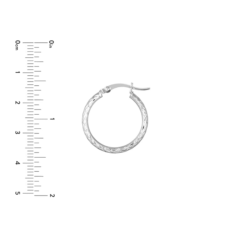 3MM X 20MM DIAMOND-CUT HOOP EARRINGS | 10K WHITE GOLD | TM001749-10B - Brownlee Jewelers