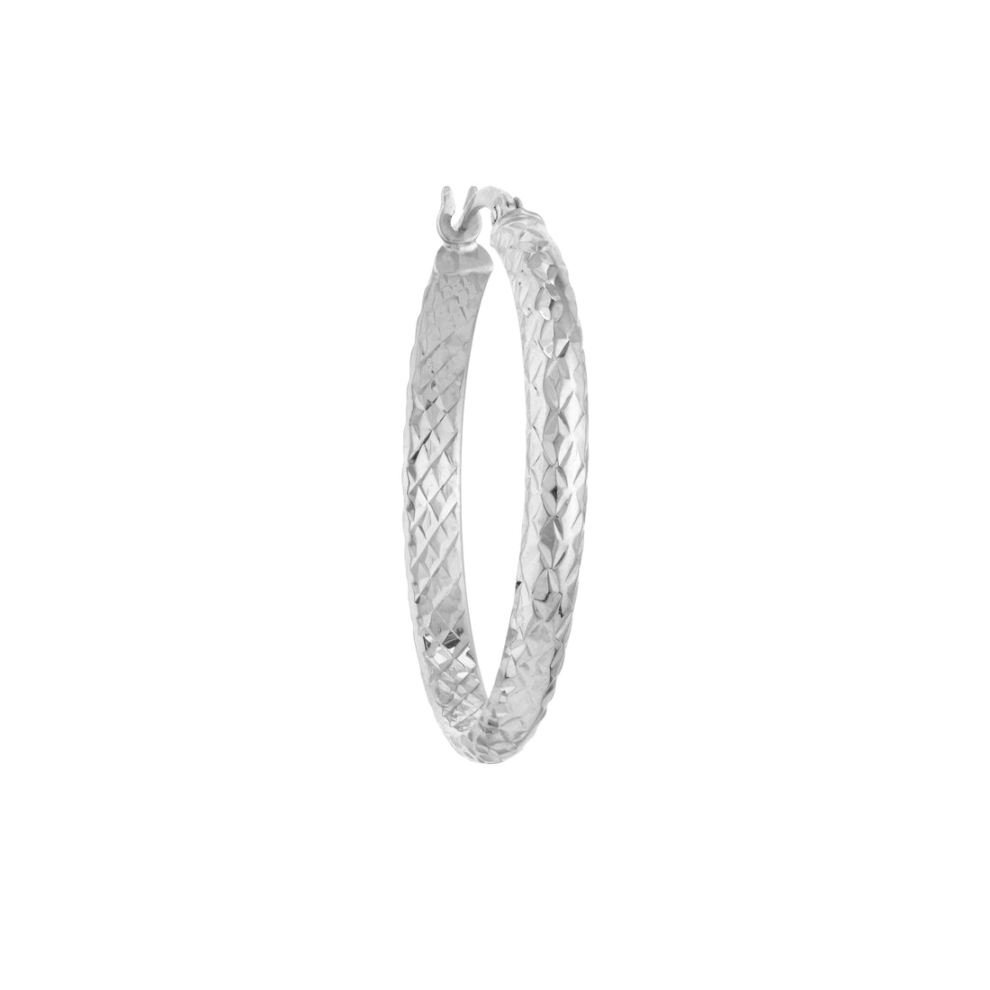 3MM X 30MM DIAMOND-CUT HOOP EARRINGS | 10K WHITE GOLD | TM001753-10B - Brownlee Jewelers