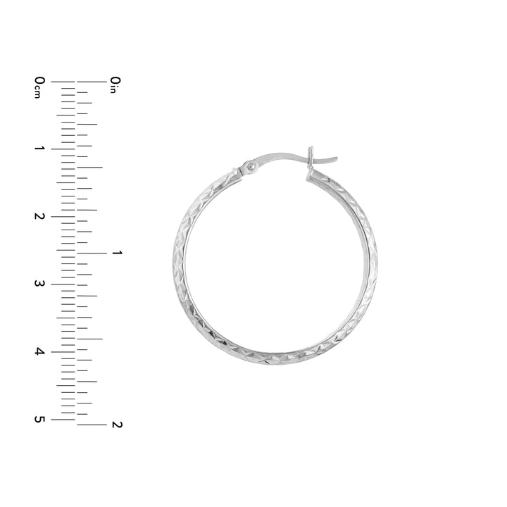 3MM X 30MM DIAMOND-CUT HOOP EARRINGS | 10K WHITE GOLD | TM001753-10B - Brownlee Jewelers