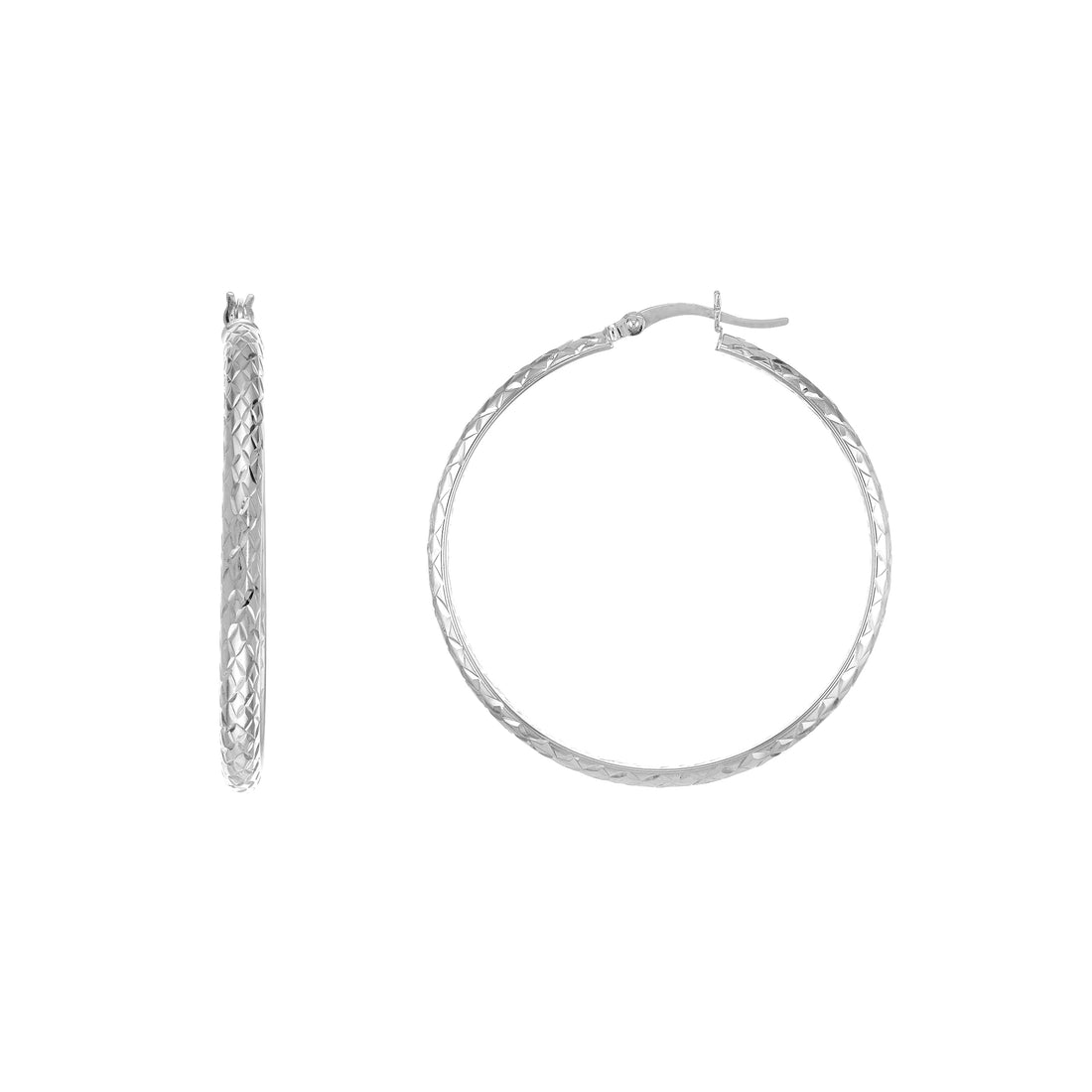 3MM X 40MM DIAMOND-CUT HOOP EARRINGS | 10K WHITE GOLD | TM001754-10B - Brownlee Jewelers