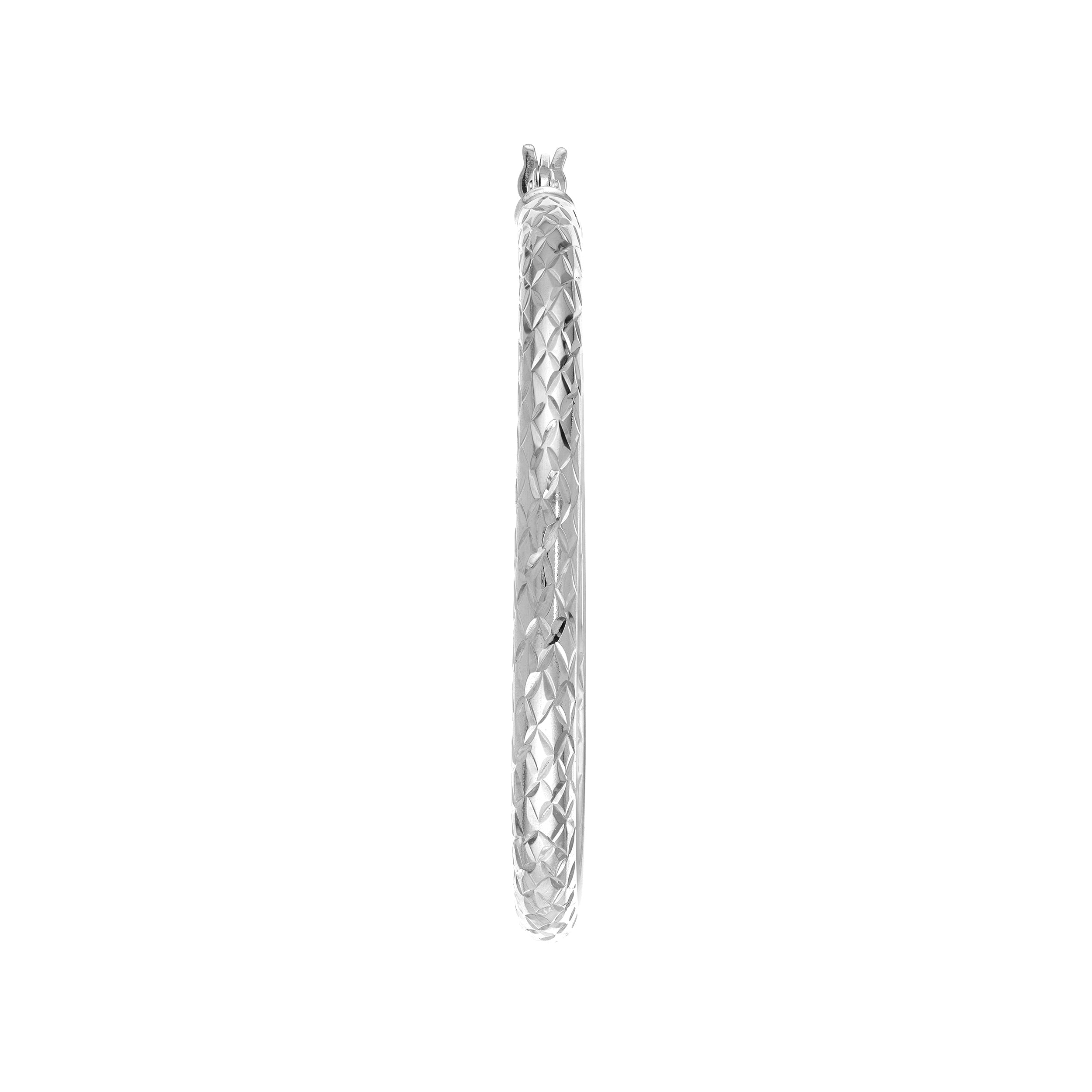 3MM X 40MM DIAMOND-CUT HOOP EARRINGS | 10K WHITE GOLD | TM001754-10B - Brownlee Jewelers