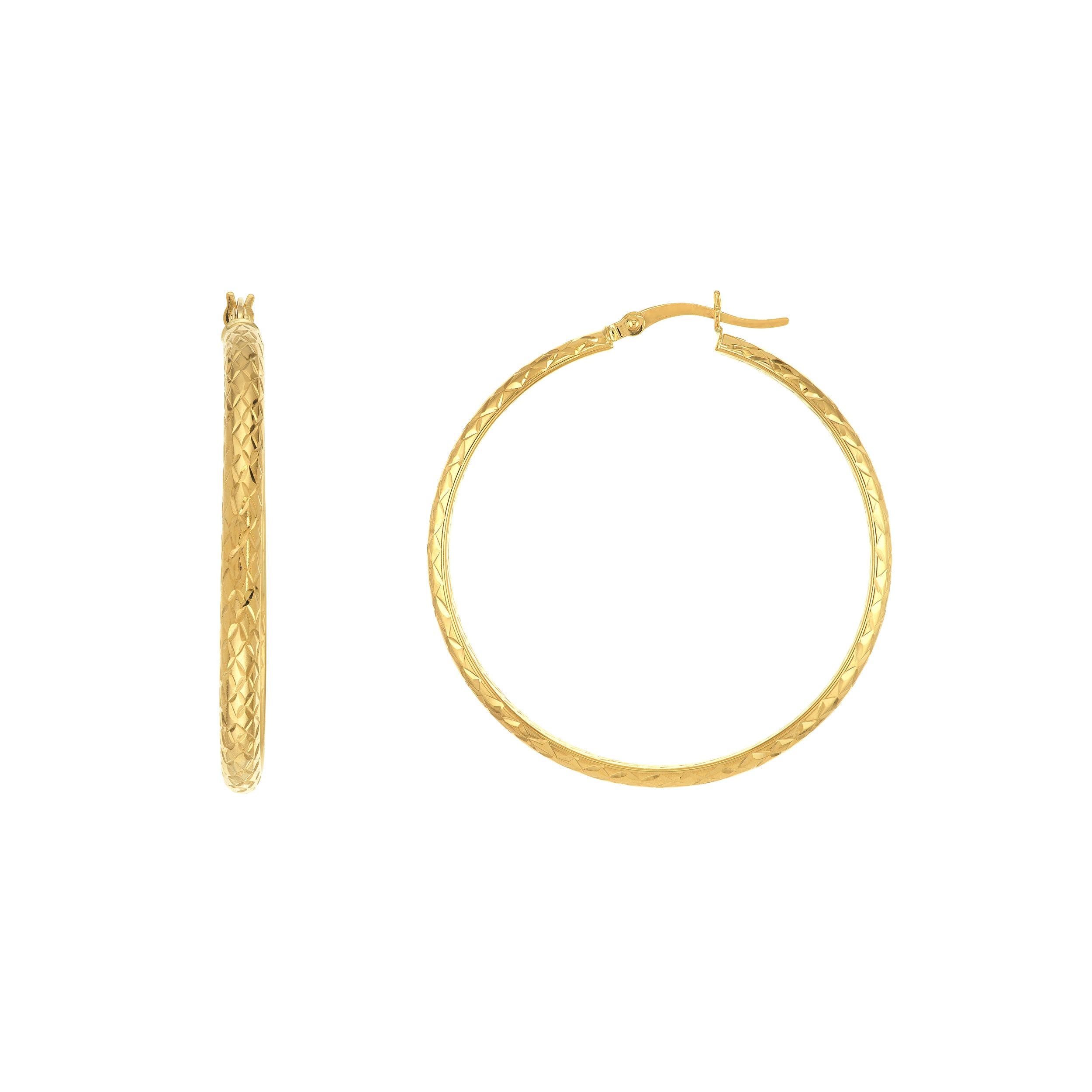 3MM X 40MM DIAMOND-CUT HOOP EARRINGS | 10K YELLOW GOLD | TM001754-10Y - Brownlee Jewelers