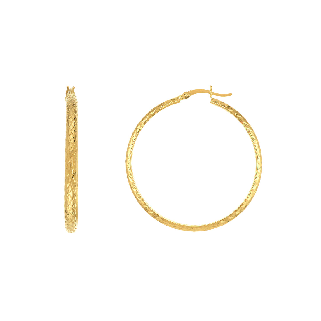 3MM X 40MM DIAMOND-CUT HOOP EARRINGS | 10K YELLOW GOLD | TM001754-10Y - Brownlee Jewelers