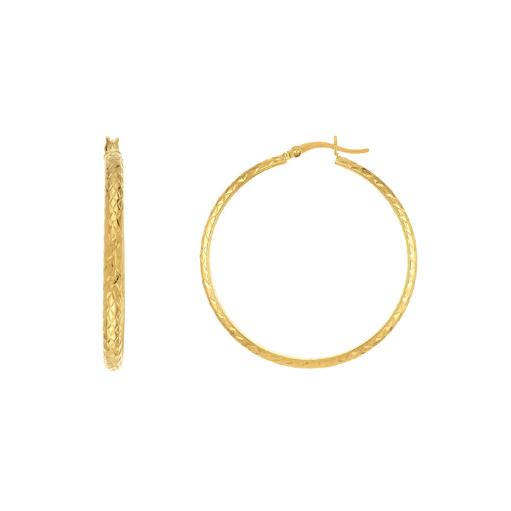3MM X 40MM DIAMOND-CUT HOOP EARRINGS | 10K YELLOW GOLD | TM001754-10Y - Brownlee Jewelers