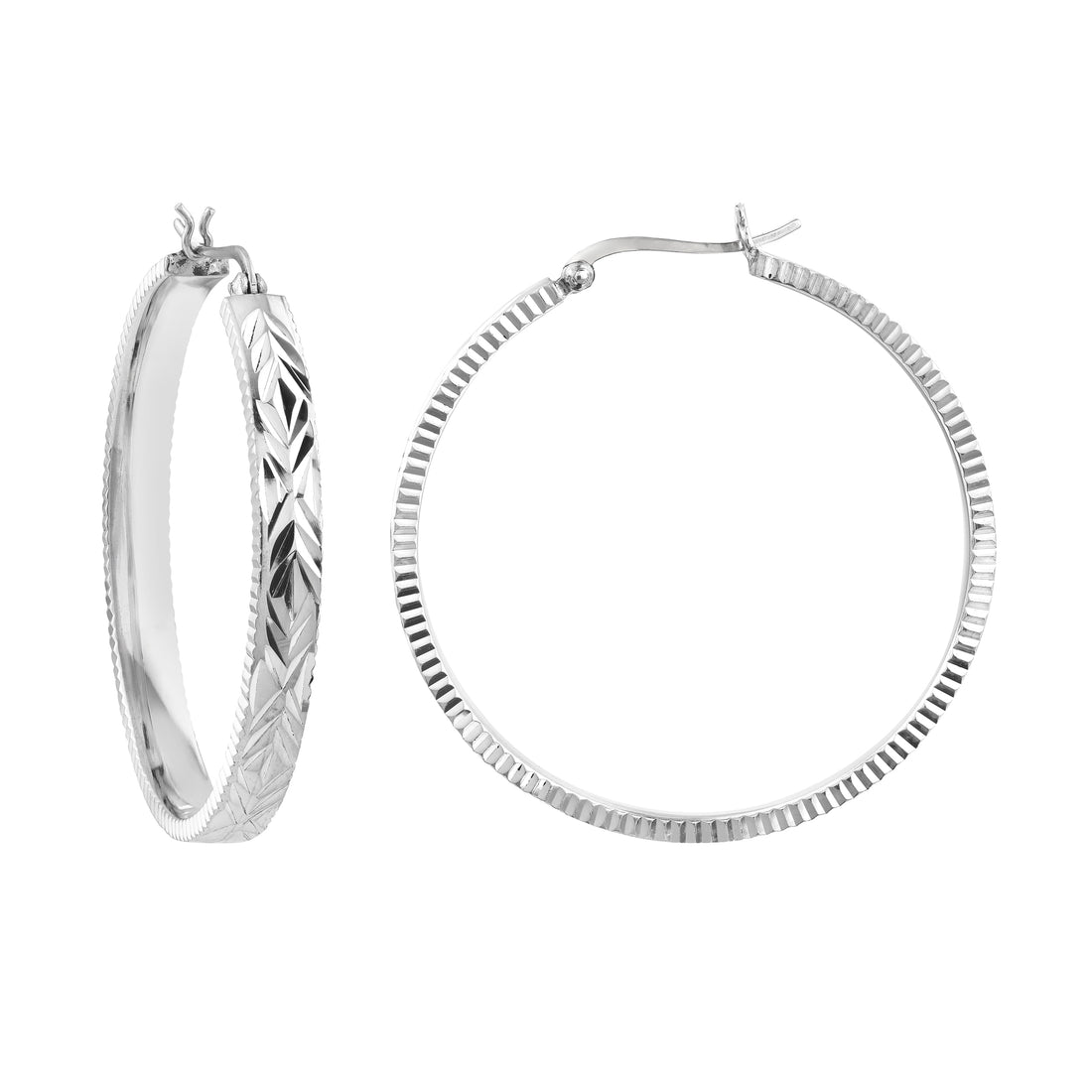 DIAMOND-CUT SQUARE HOOP EARRINGS | STERLING SILVER | TM005083-92B - Brownlee Jewelers