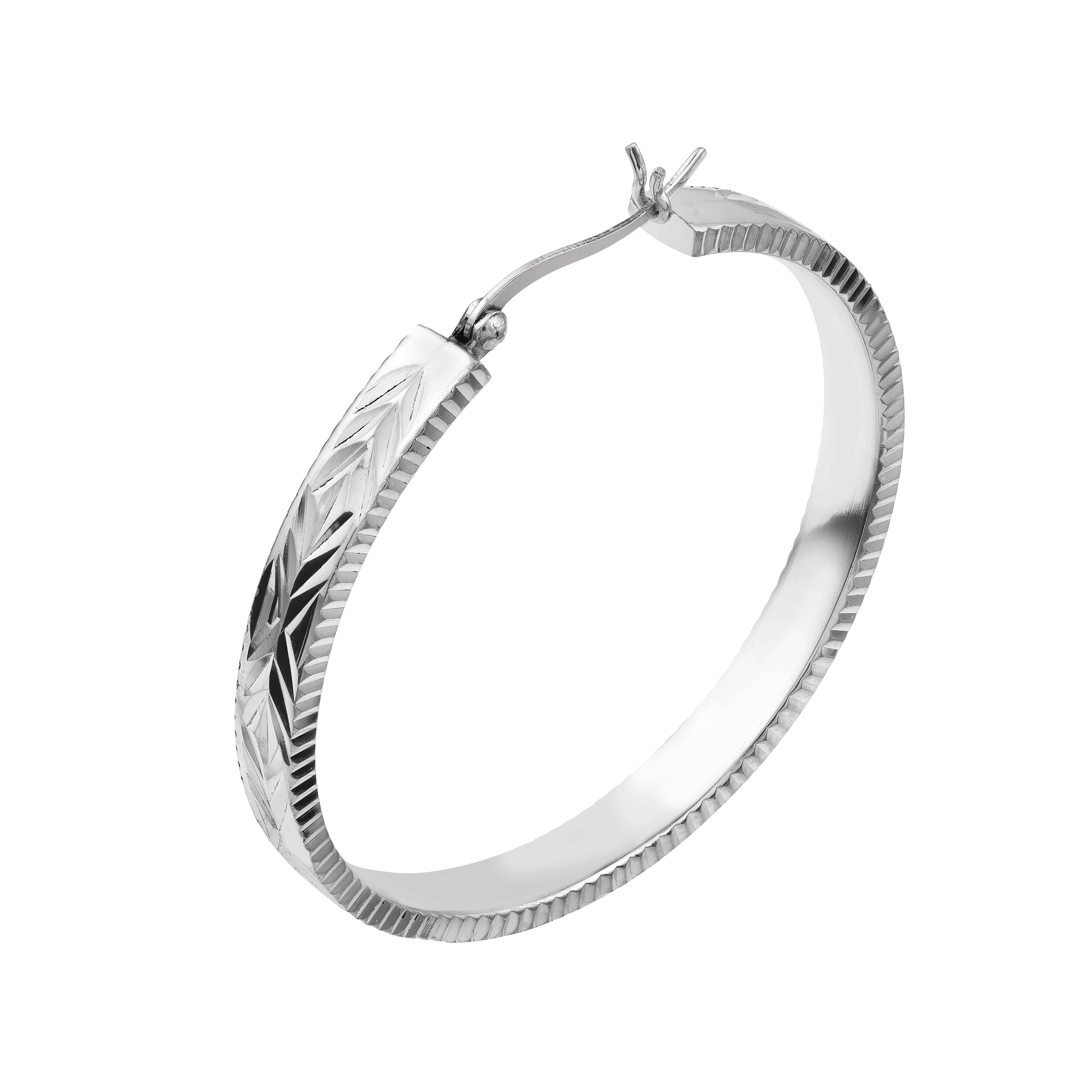 DIAMOND-CUT SQUARE HOOP EARRINGS | STERLING SILVER | TM005083-92B - Brownlee Jewelers