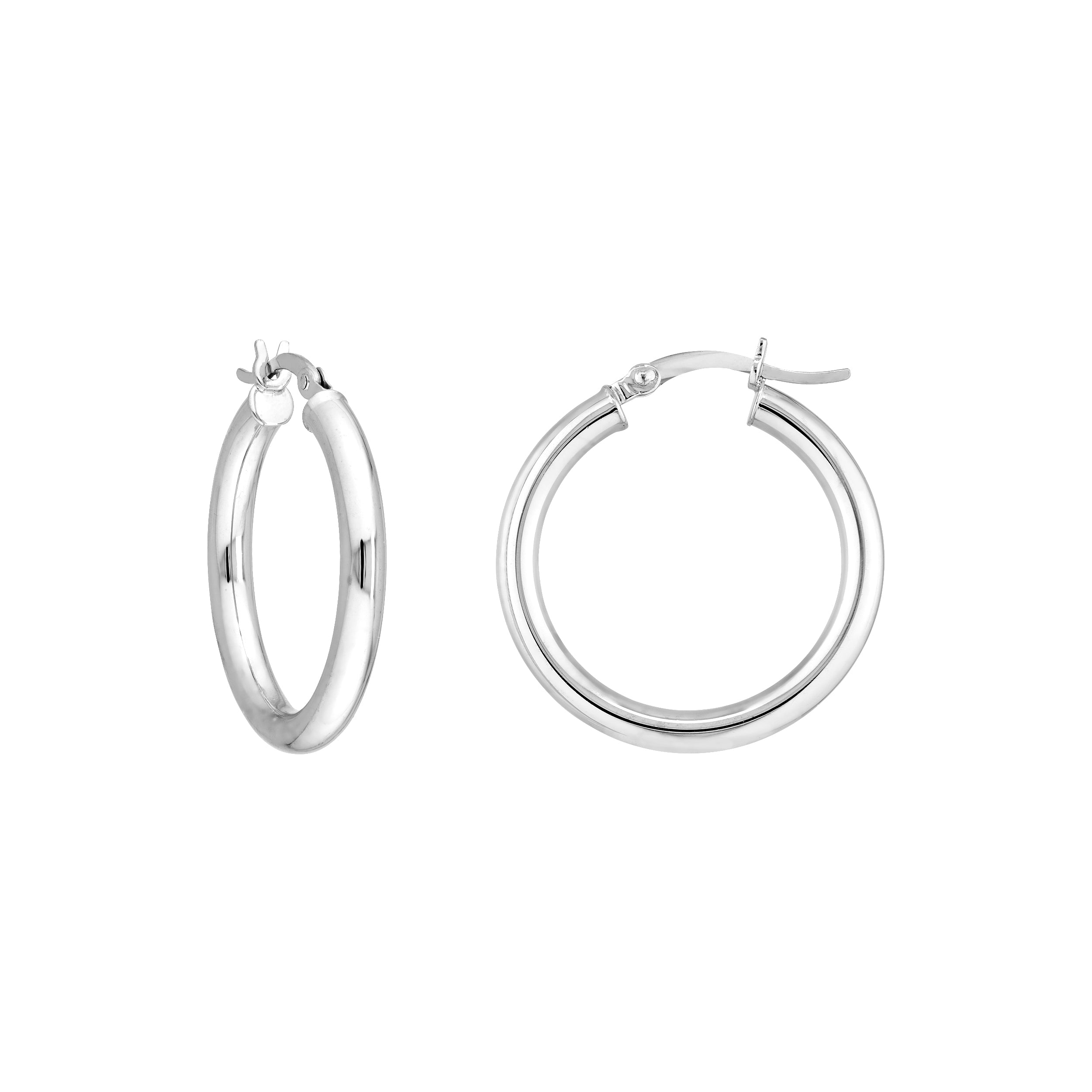 3MM X 25MM PLAIN ROUND HOOP EARRINGS | STERLING SILVER | TM005303-92B - Brownlee Jewelers