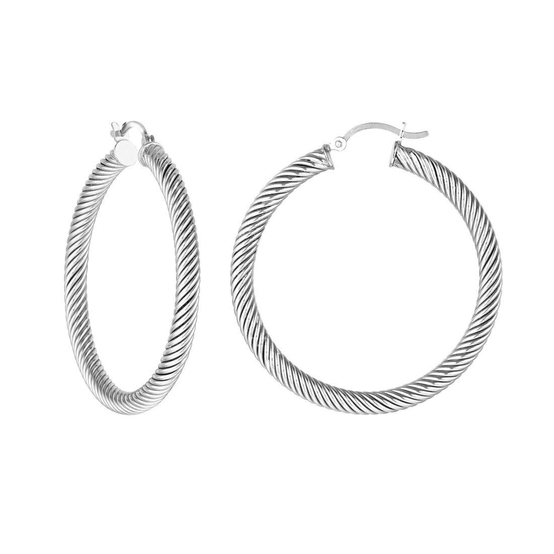 TEXTURED TWISTED HOOP EARRINGS | STERLING SILVER | TM005332-92B - Brownlee Jewelers