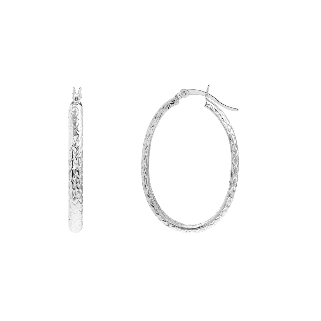 3MM X 23MM DIAMOND-CUT OVAL HOOP EARRINGS | 10K WHITE GOLD | TM008006-10B - Brownlee Jewelers
