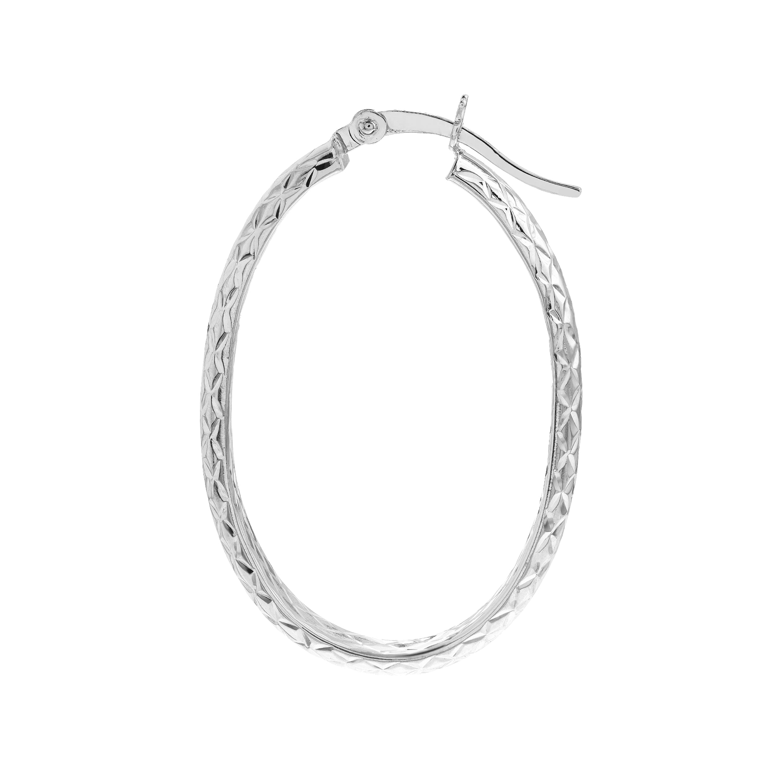 3MM X 23MM DIAMOND-CUT OVAL HOOP EARRINGS | 10K WHITE GOLD | TM008006-10B - Brownlee Jewelers