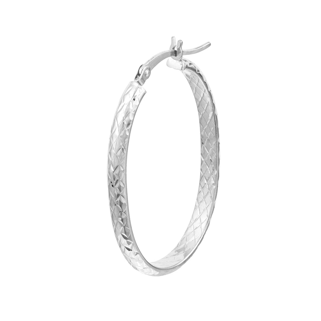3MM X 23MM DIAMOND-CUT OVAL HOOP EARRINGS | 10K WHITE GOLD | TM008006-10B - Brownlee Jewelers